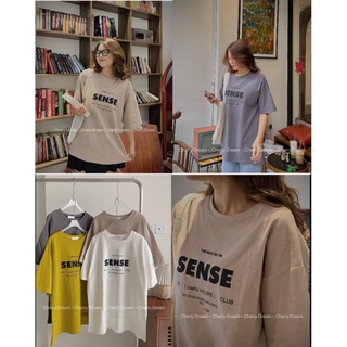 Áo phông cotton tuyết oversize in SENSE, mặc đôi nam nữ mặc cực mát