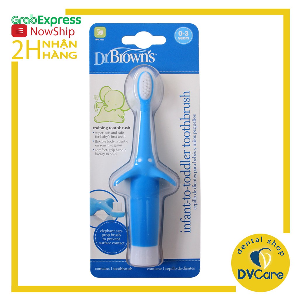 Bàn chải đánh răng cho bé 0-3 tuổi Dr Brown's hình con Voi [dvcareshop]