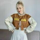 Áo khoác nam nữ da lộn bomber thêu DREAM croptop size nhỏ dưới 50kg