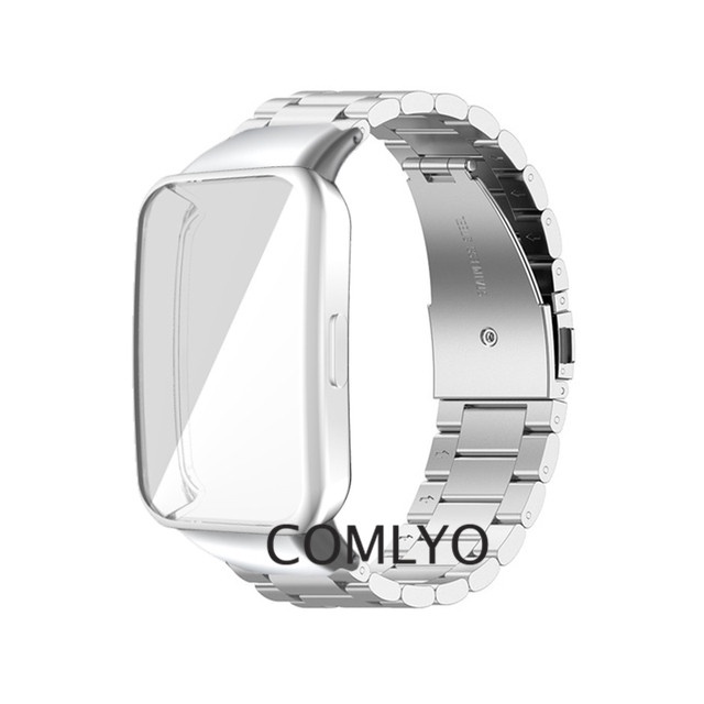 Dây Đeo Thay Thế Bằng Thép Không Gỉ + Ốp Bảo Vệ Đồng Hồ Thông Minh Huawei Band 6 Pro / Honor Band 6 Sự Bảo Vệ