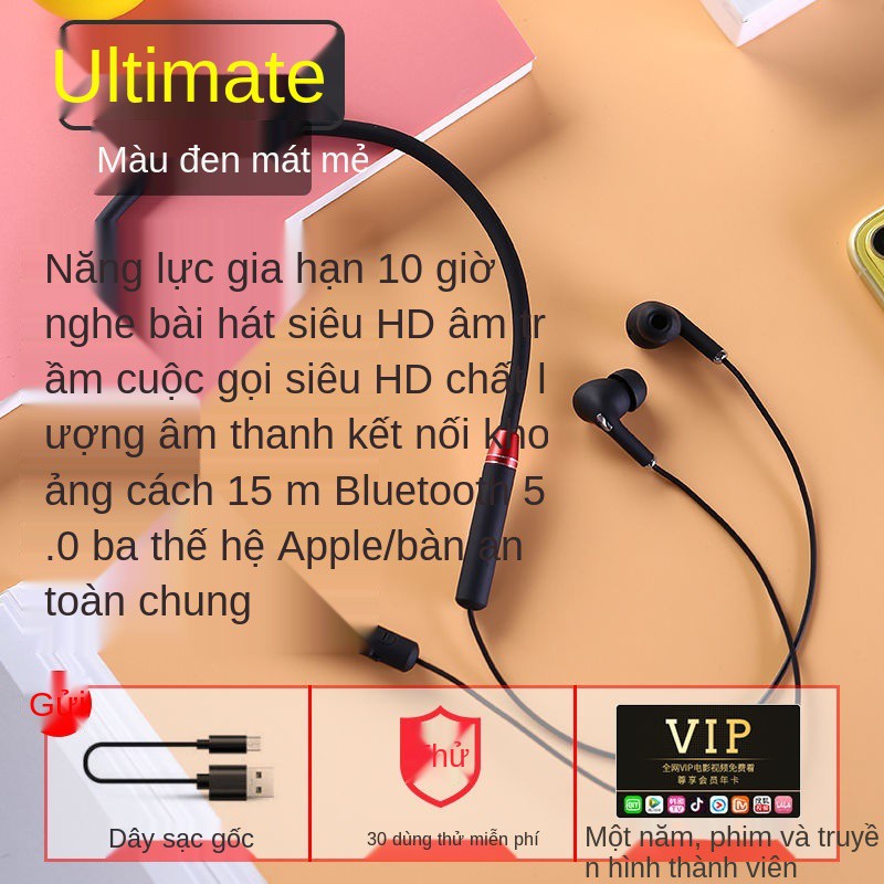 Tai nghe Bluetooth đeo cổ - hai chất lượng âm thanh cao, thời gian chờ lâu, phổ thông cho Huawei, Apple, Xiaomi, vivo