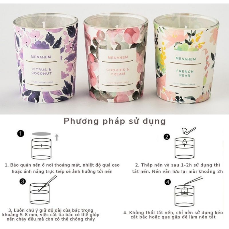 Nến Thơm Menahem Thư Giãn Không Khói Luxury Fragrant Candle