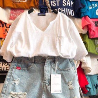 ÁO THUN GIẤY TRƠN CỔ XẺ V