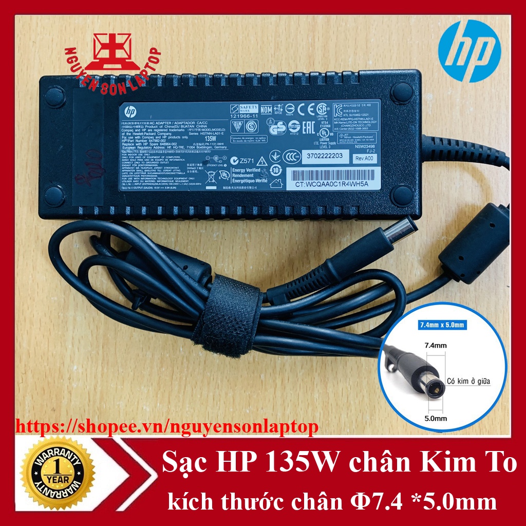 Sạc Laptop HP 19.5V - 6.9A - 135W EliteBook 8560w 8570w 8540w 8530w 8530p 8540p 8560p 8570p chân To hàng ZIN theo máy