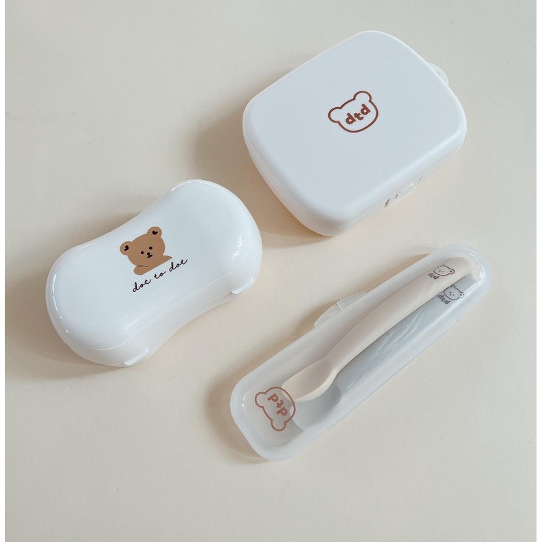 Dottodot Hộp đựng thìa , ti giả Hàn Quốc cho bé trai , bé gái