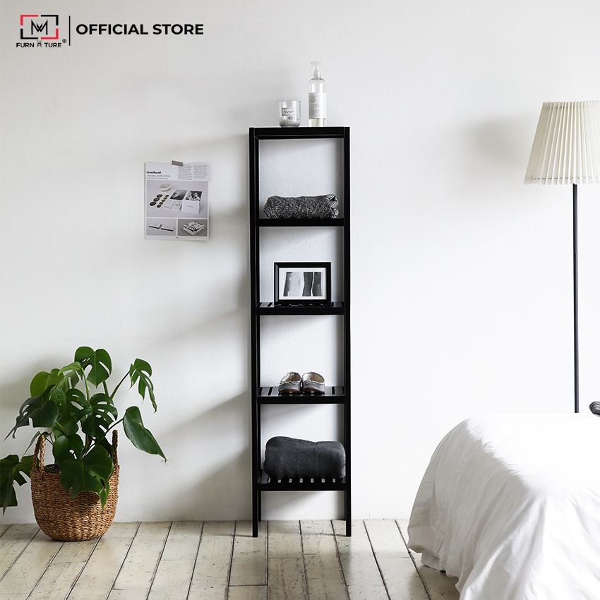 Kệ gỗ trang trí đa năng hình vuông 5 tầng màu đen - MW FURNITURE - Nội thất trang trí