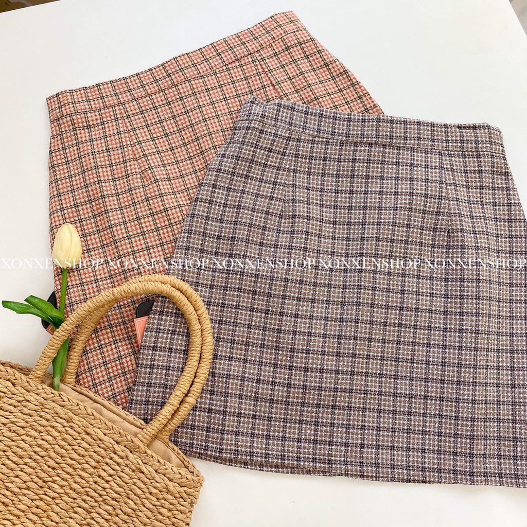 Chân váy caro chữ A Xonxen shop lên form chuẩn size s m mã 3118