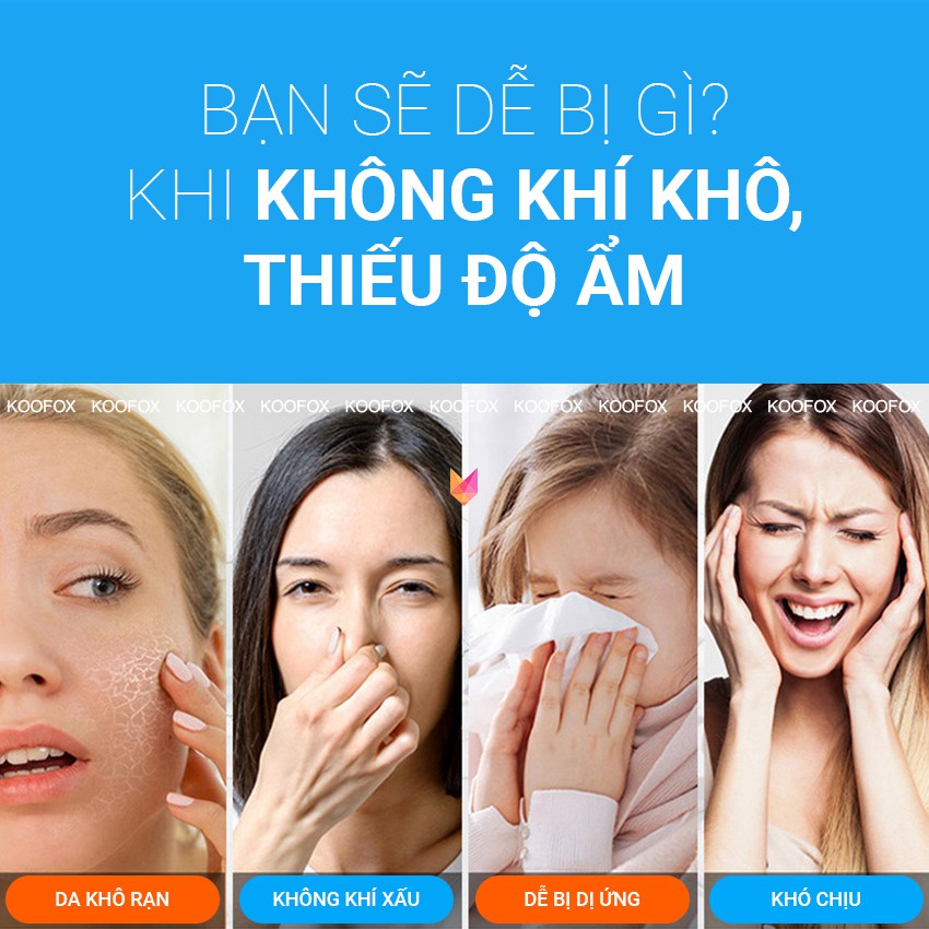 [MẪU MỚI 2020] Máy phun sương cao cấp YouYun 1 lít 2 vòi đèn led - Máy tạo độ ẩm không khí - KOOFOX