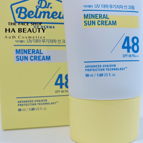 (AUTH_Korea)Kem Chống Nắng vật lý Màng Khoáng DR.BELMEUR MINERAL SUN CREAM SPF 48 +++ The Face Shop