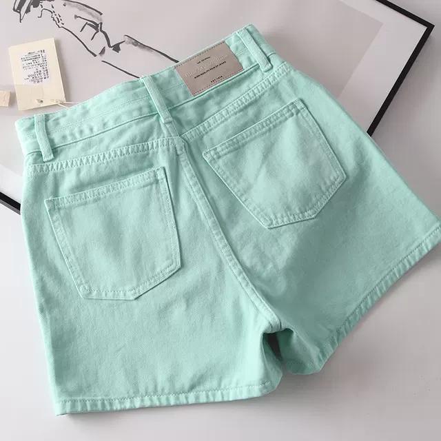 Quần Short Denim Xanh Lá Lưng Cao Dáng Ôm Size Lớn Phong Cách Châu Âu Dễ Phối Đồ Cho Chị Em Gái
