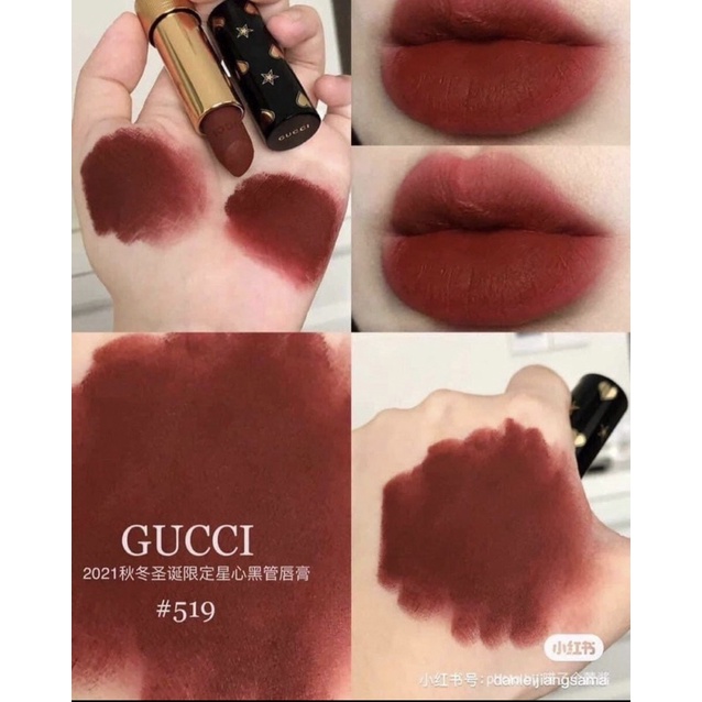 Son môi Gucci 519 308 208 217 505 bản vỏ vàng với chất son mướt mịn, lâu trôi