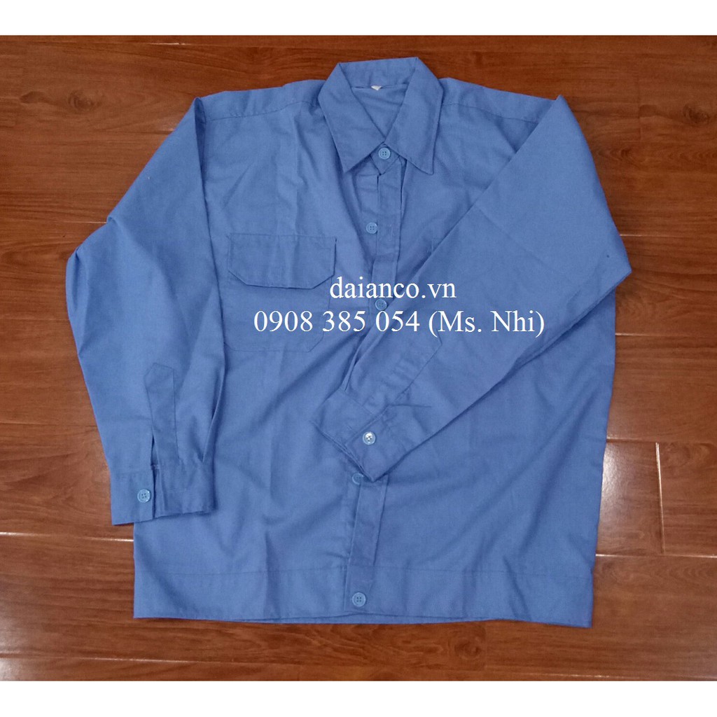 Áo lẻ bảo hộ lao động vải si Việt Nam- Màu xanh đậm, nhạt- Hình thật, hàng sẵn