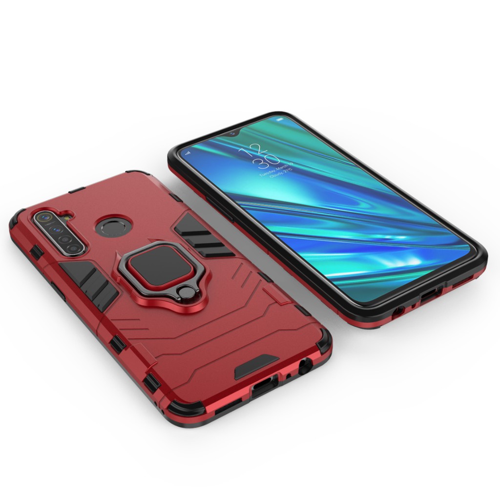 Ốp điện thoại bằng nhựa PC kiểu dáng chắc chắn kèm nhẫn đỡ đứng dành cho Realme 5 Realme 5i Realme 5 Pro
