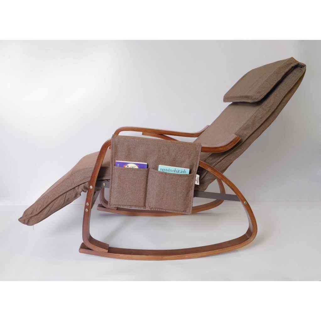 Ghế Poang Rocking Chair khung óc chó_tựa lưng và gác chân có thể điều chỉnh