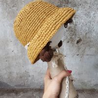 nón sợi cói tóc giả cho bé.