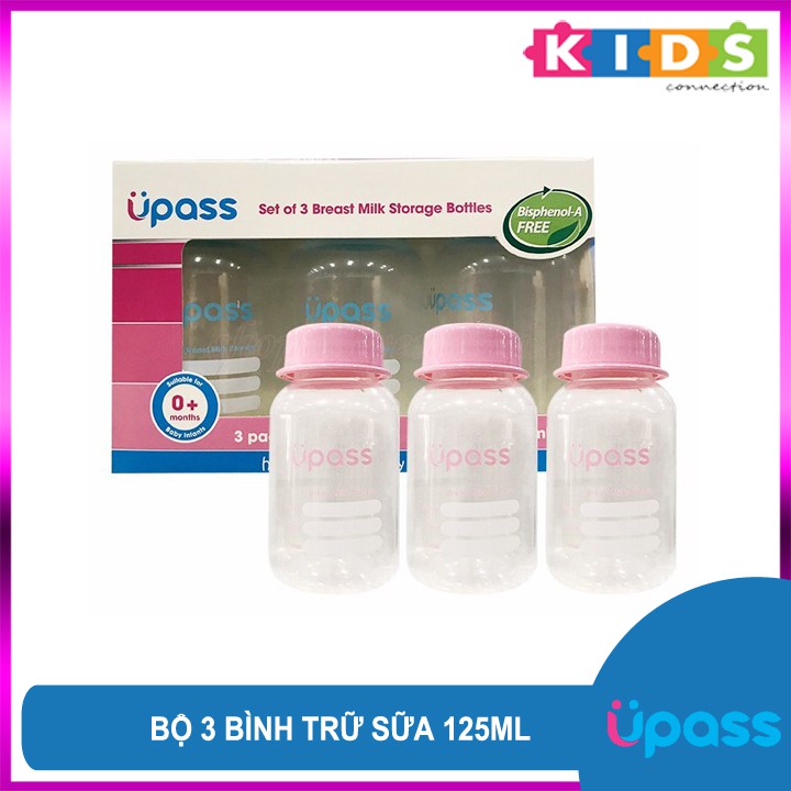 Bộ 3 bình trữ sữa upass 125ml - Thái Lan