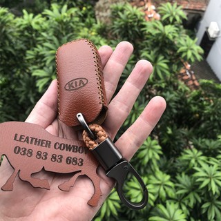 Bao Da Chìa Khoá KIA cerato 2019 - 2021 handmade da Bò thật 100%, khắc tên sdt lên bao da, Có Móc Khóa