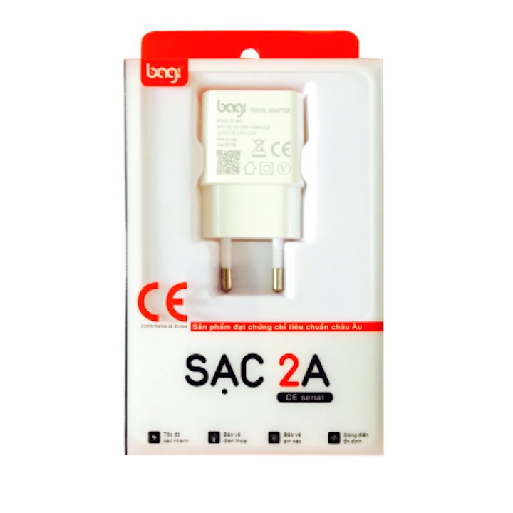 Bộ củ sạc kèm cáp sạc chính hãng Bagi cho iPhone / Củ sạc CE-M52 và Cáp sạc CB-IA15