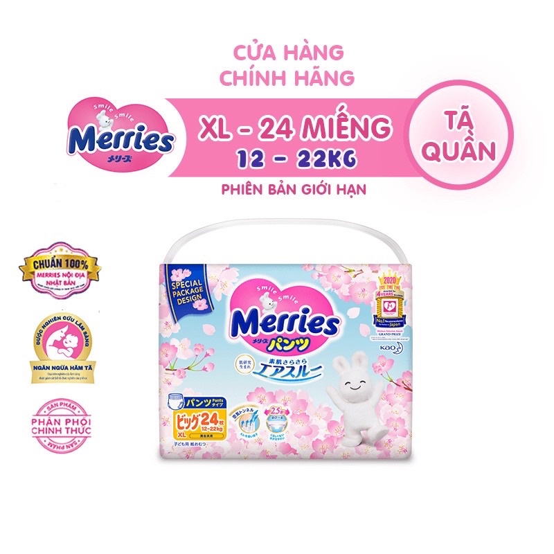 [Mua 3 bịch tặng 1 gói ] Tã quần/ Tã dán Meries các size NB90/ S84/ M64/L54/ M58/ L44/ XL38/ XXL26