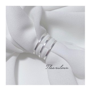 Nhẫn bạc nữ TLEE trơn bản vuông mỏng basic TLEE JEWELRY A0340