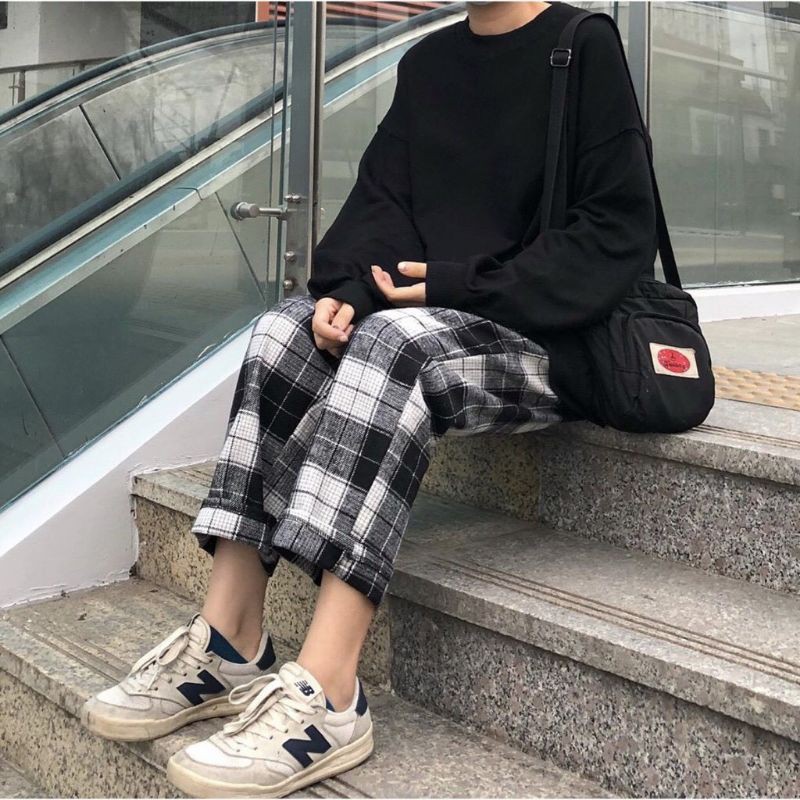 Quần dài baggy caro màu chuẩn Nam , Nữ vải KAKI Thun