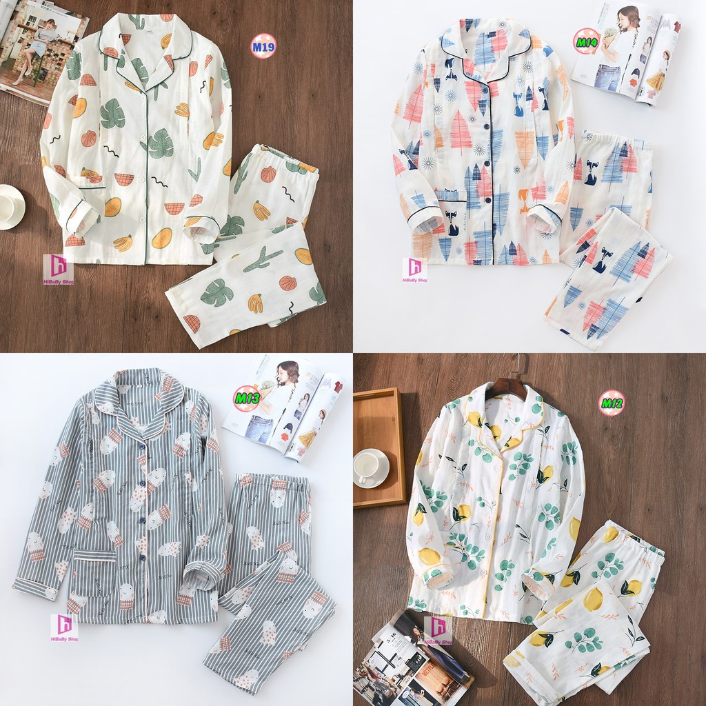 Pijama Sau Sinh (Vải Xô) Mặc hè cực mát M1