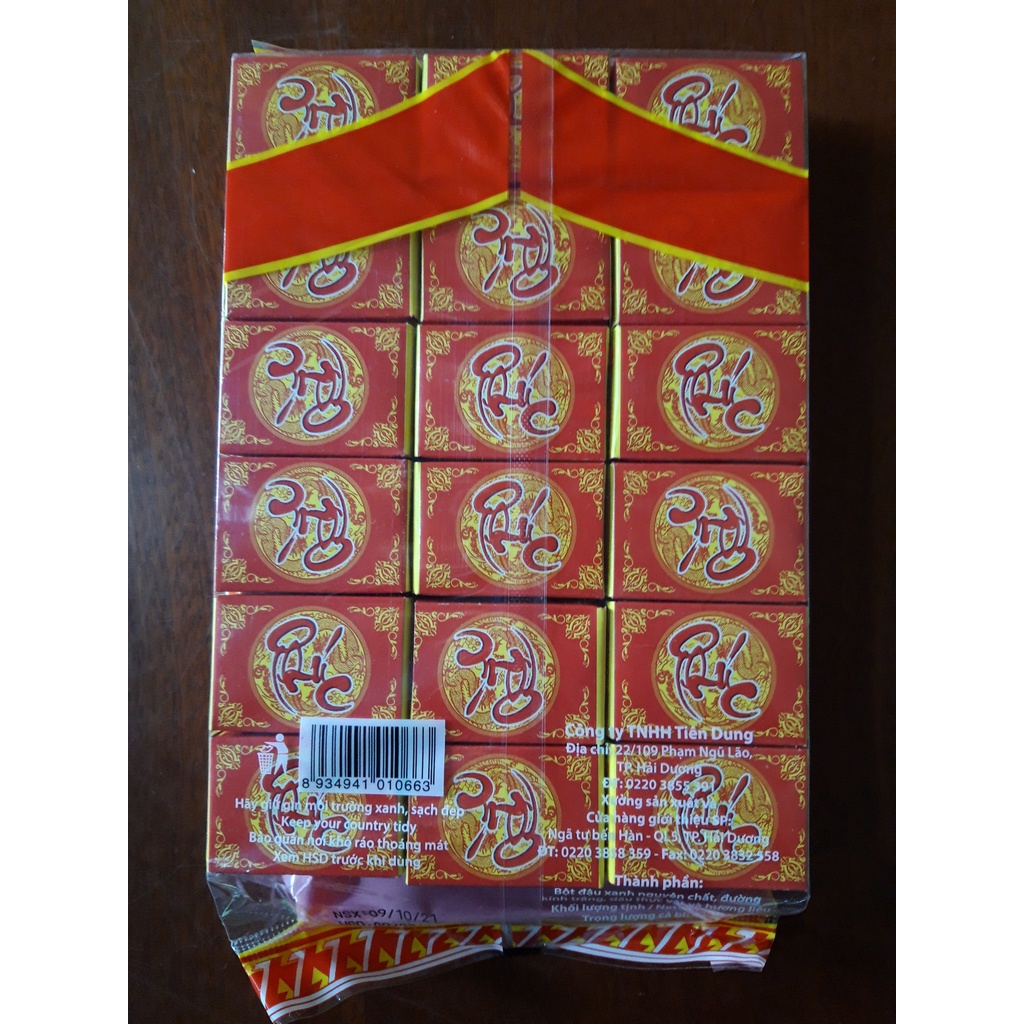 Bánh đậu xanh rồng vàng Tiên Dung 445g (36 hộp nhỏ) SX 12/4/2022 hsd 12/9/22