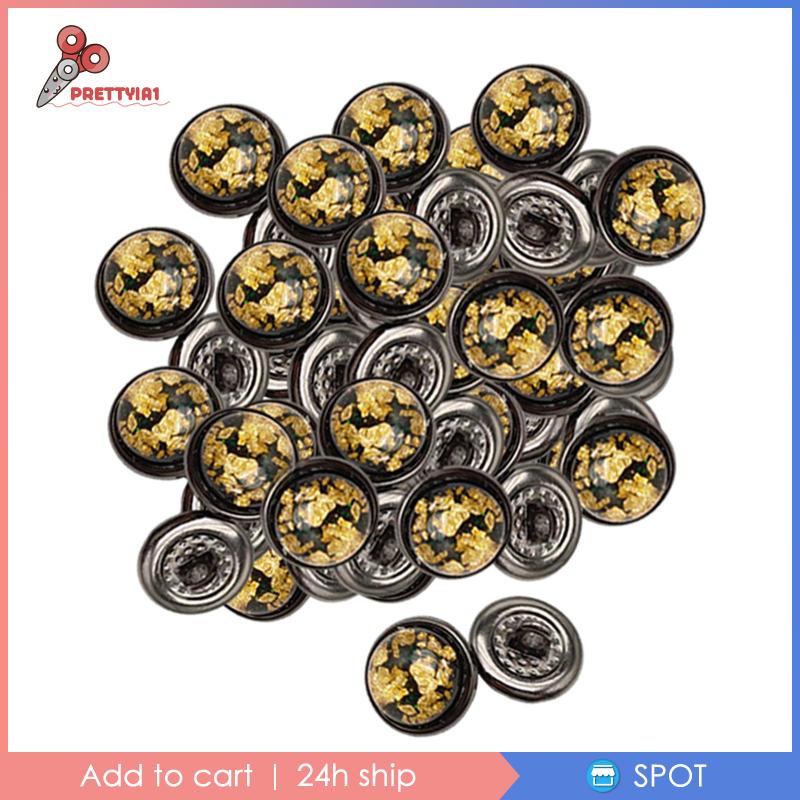 1 [Prettyia1] Set 50 Nút Kim Loại 12mm May Áo Khoác Jean DIY