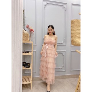 đầm maxi lưới tầng dự tiệc