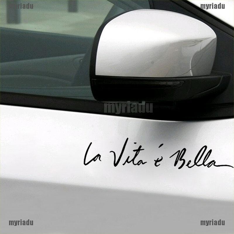 Miếng dán trang trí xe hơi chữ La Vita e bella độc đáo dễ thương