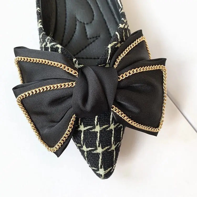 Giày Búp Bê Mũi Nhọn Đế Mềm Đính Nơ Thời Trang Mùa Thu 2022 Cho Nữ