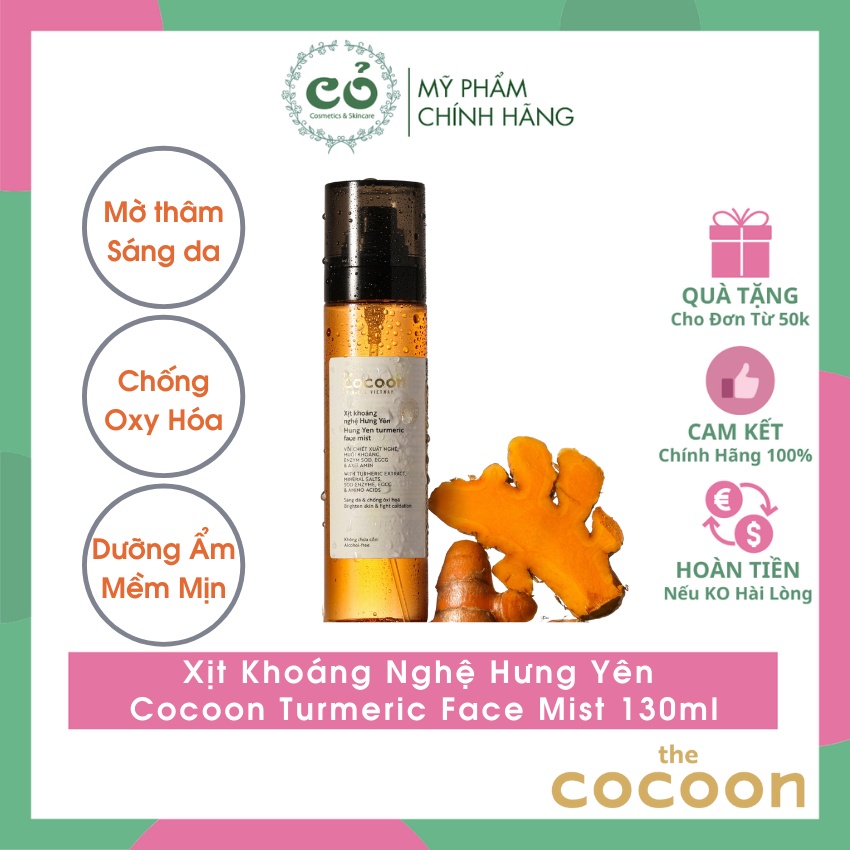 Xịt Khoáng Nghệ Hưng Yên Sáng Da Và Chống Oxy Hóa Cocoon Turmeric Face Mist 130ml