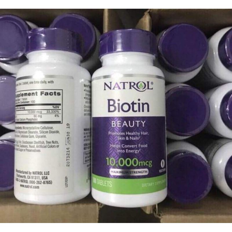 Viên Uống Hỗ Trợ Mọc Tóc Natrol Biotin 10000 Mcg 100 Viên Của Mỹ