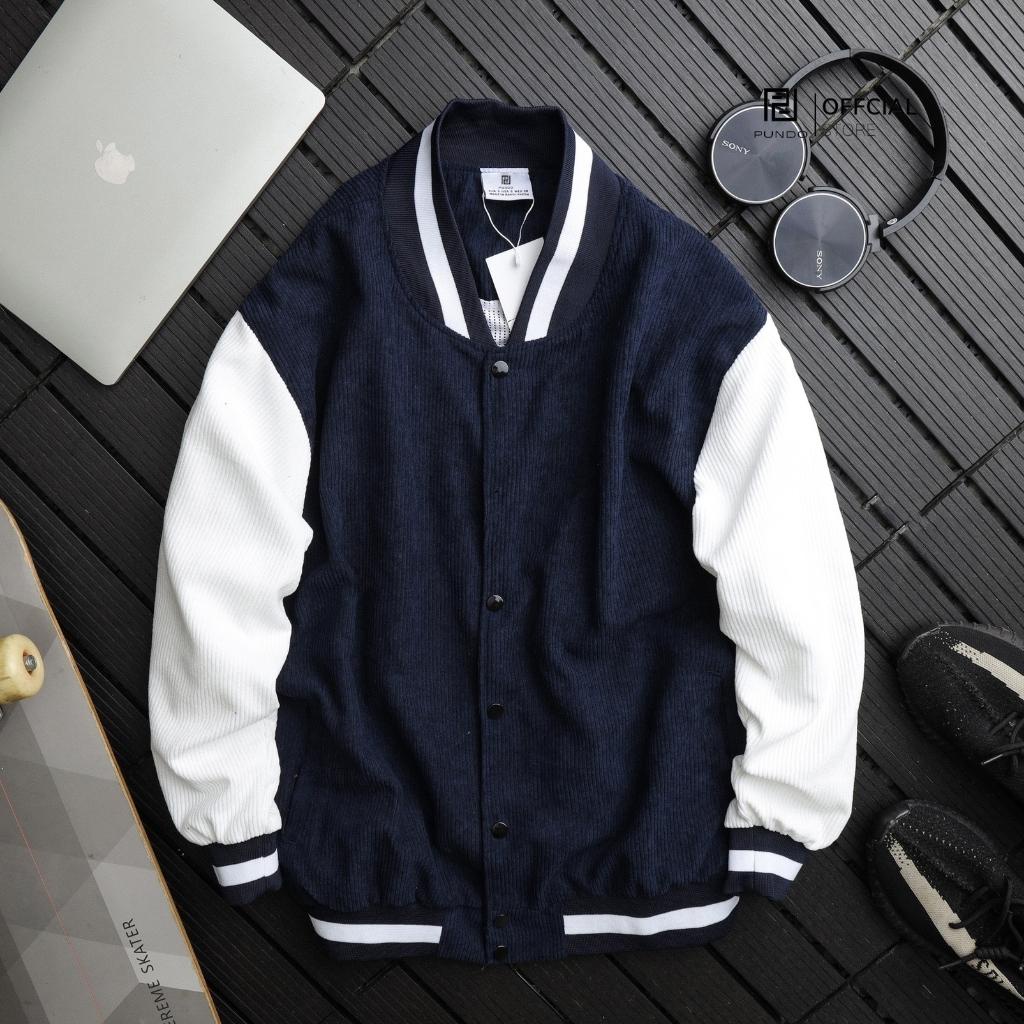 Áo khoác nam bomber chất nhung tăm , dày mềm cao cấp form rộng màu dễ phối PUNDO AKPD12