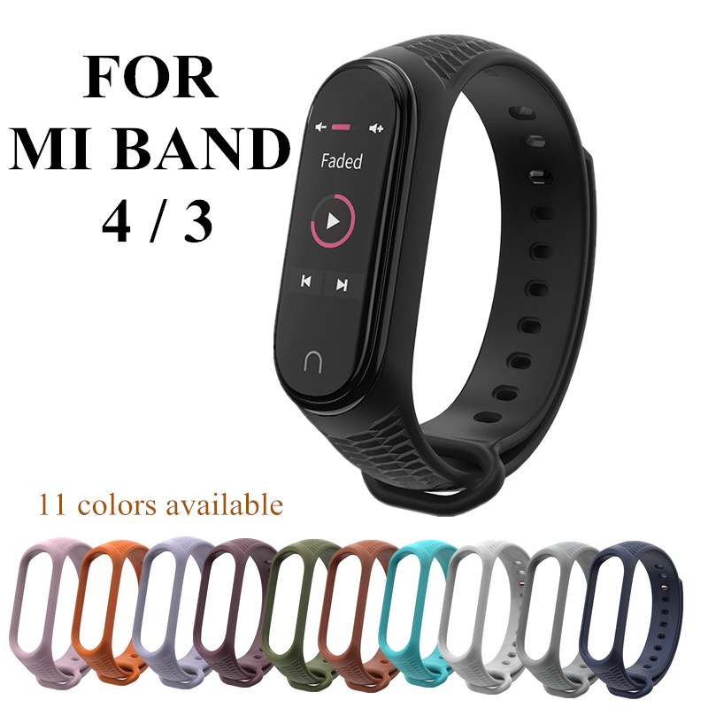 Dây Đeo Thay Thế Chất Liệu Silicon Màu Trơn Cho Xiaomi Mi Band 4 3 5 Mi
