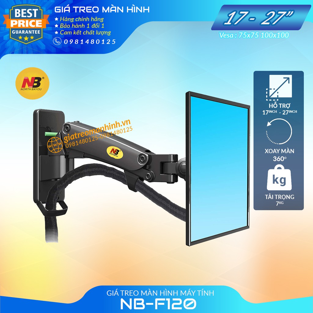 Giá Treo Màn Hình NB-F120 Tương Thích Màn 17 - 27 Inch / Lắp Đặt Treo Tường Tùy Chỉnh Đa Năng - Xoay Màn 360 Độ
