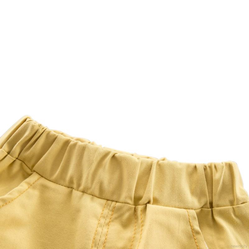 Bộ áo thun cotton kẻ sọc và quần ngắn in hình động vật cho bé trai