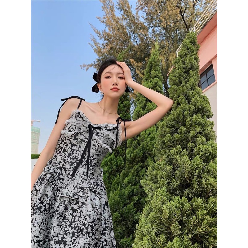 Váy nơ ren thiết kế hai dây YUNX