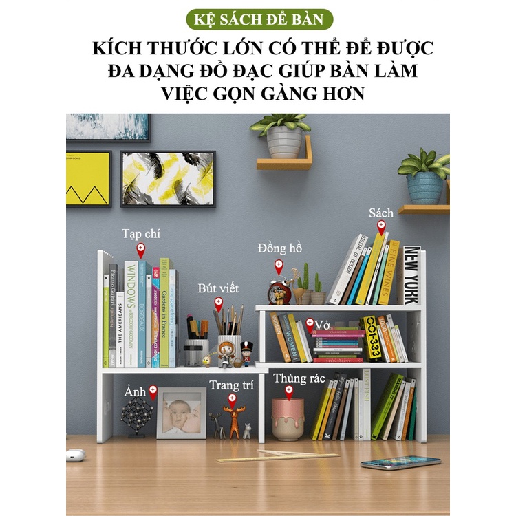 Kệ sách để bàn bằng gỗ nhựa PVC xinh xắn và tiện nghi NK06