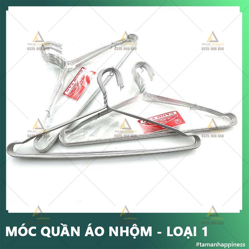 [Rẻ vô địch] 10 móc quần áo nhôm loại 1, Móc nhôm phơi đồ trẻ em, người lớn loại dày