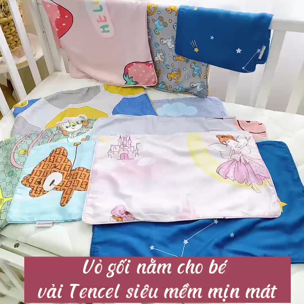 Vỏ áo gối nằm cho bé, vải tencel mềm mịn mát nhiều họa tiết ngộ nghĩnh đáng yêu | BigBuy360 - bigbuy360.vn