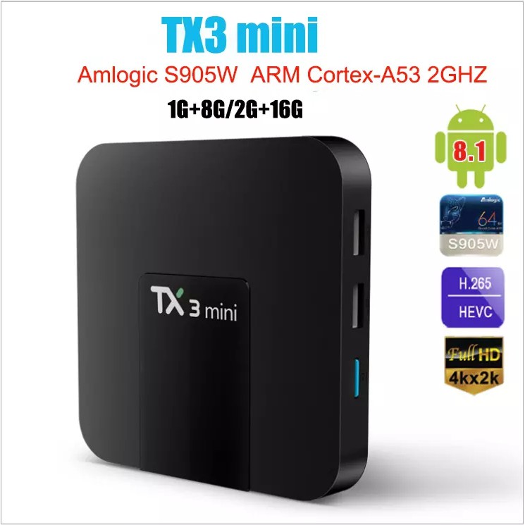 Tv Box Tx3 Mini Android 8.1 2g 16g Amlogic S905W Lõi Tứ Ddr3 H.265 4k Hd 2.4g Wifi Iptv Và Phụ Kiện