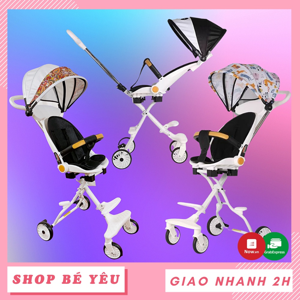Xe đẩy gấp gọn  𝑭𝒓𝒆𝒆𝒔𝒉𝒊𝒑  Xe đẩy 2 chiều gấp gọn cho bé M8 có mái che