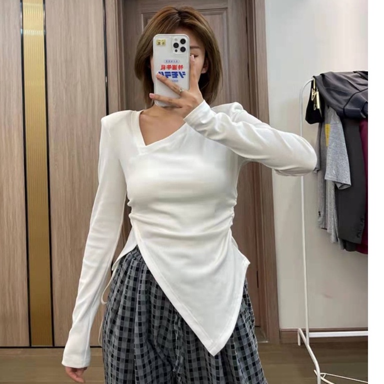 Sét áo thun dài tay dây rút sườn áo quần vải Nữ 6sstore