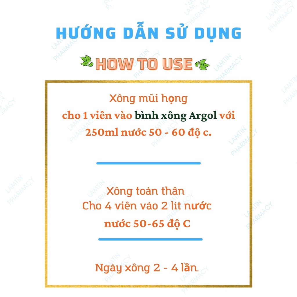 Viên Xông Hương Tràm Xông Mũi Họng, Giảm Ngạt Mũi, Thông thoáng Đường Hô Hấp - Hộp 2 vỉ x 10 Viên