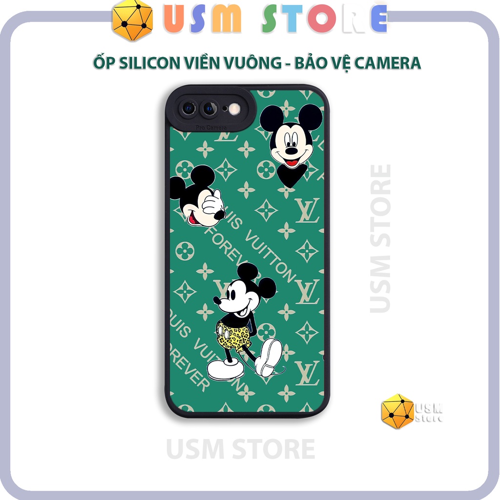 Ốp lưng in họa tiết chuột M.I.C.K.E.Y LV cho  iphone 7 / 7 Plus / 8 / 8 Plus, chất TPU, mắt thiên thần bảo vệ camera