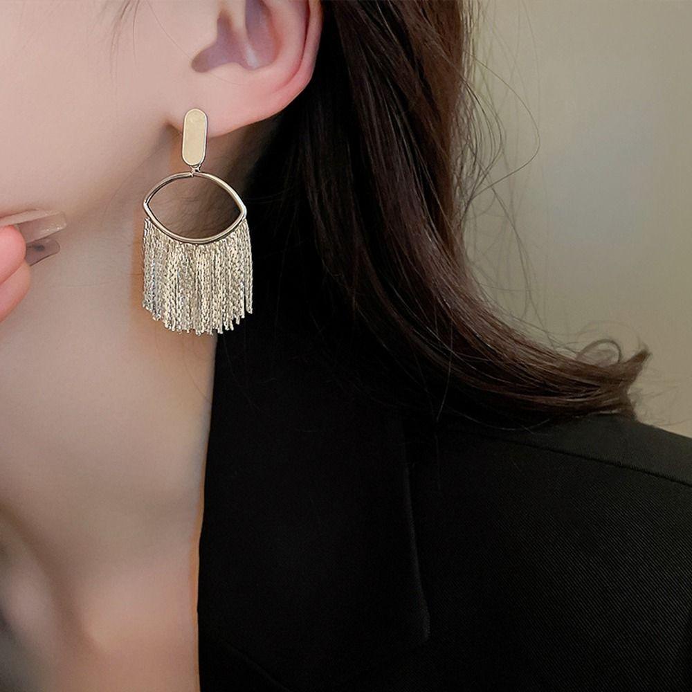 Bông Tai Tua Rua Hình Cung Đơn Giản Thời Trang Dành Cho Nữ|Khuyên Tai Hình Học Phong Cách Hàn Quốc