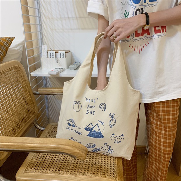 Túi tote vải canvas liền thân họa tiết XINH XẮN đa dạng hot hit tặng quà xinh xắn TUCANVAS TCV31.9