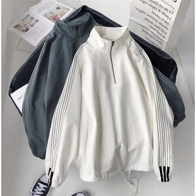 Áo Khoác Tay Dài Màu Trơn Phong Cách Nhật Bản Size S-2Xl Cho Nam Nữ