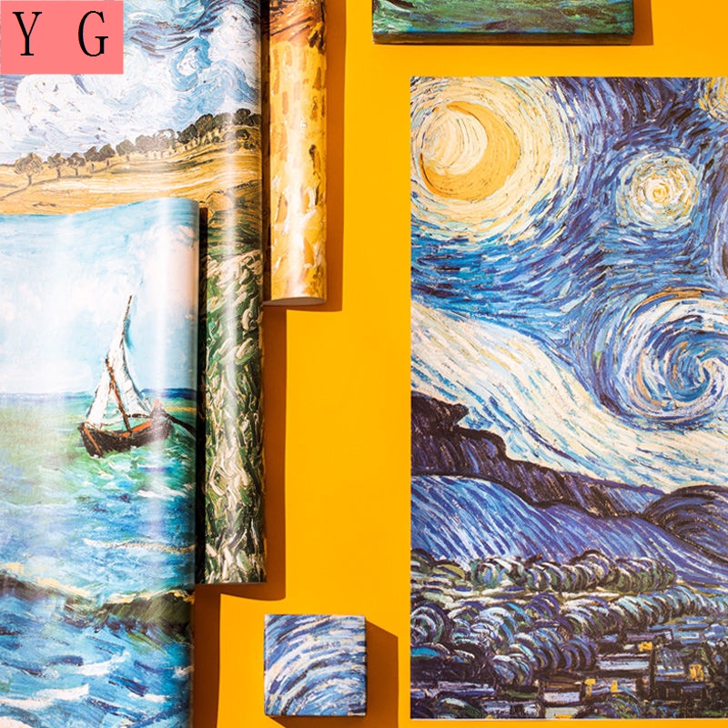 Vỏ Giấy Dán Tường Gói Quà Vẽ Tranh Sơn Dầu Van Gogh Cỡ Lớn